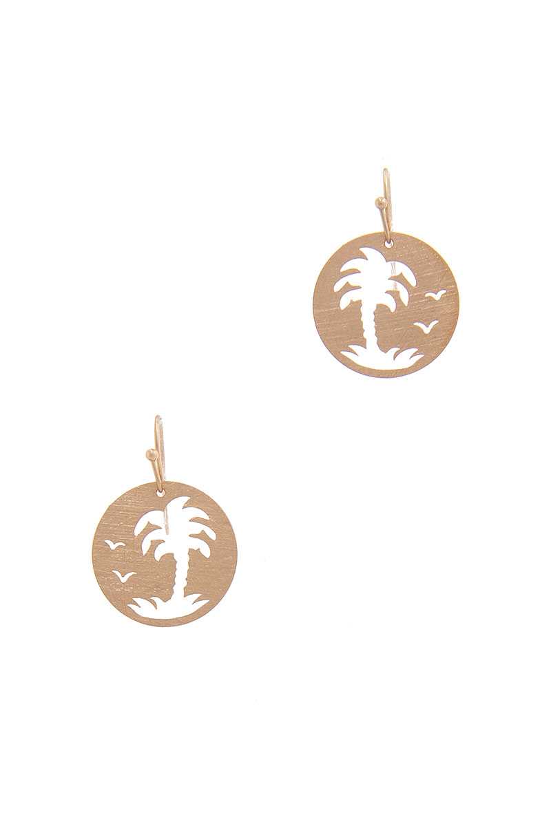 Palm Tree Circle Drop Earring