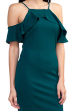 Load image into Gallery viewer, Ruffle Open Shoulder Halter Dress