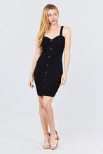 Load image into Gallery viewer, Heart Neck W/button Down Heavy Rib Rayon Spandex Mini Knit Dress