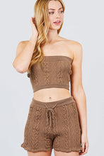 Load image into Gallery viewer, Cable Detail Sweater Tube Top And Sweater Short Pants Set