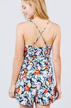 Load image into Gallery viewer, V-neck W/wrap Adjustable Spaghetti Straps Waist Belt Printed Knit Romper