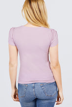 Load image into Gallery viewer, Short Tulip Puff Sleeve Round Neck Rib Knit Top
