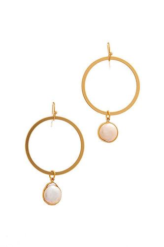 Designer Modern Pearl Drop Hoop Earring