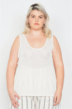 Load image into Gallery viewer, Plus Size Sheer Ivory Ribbed Causal Tank Top