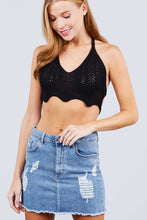 Load image into Gallery viewer, Deep V-neck Back Tied Crochet Cropped Sweater Bra Top