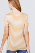 Load image into Gallery viewer, Short Sleeve Crew Neck Stripe Rayon Spandex Ringer Knit Top
