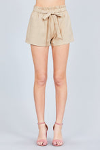 Load image into Gallery viewer, Paper Bag W/bow Tie Short Linen Pants