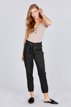 Load image into Gallery viewer, Paperbag W/bow Tie Elastic Hem Long Linen Pants