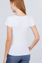Load image into Gallery viewer, Short Sleeve W/button Detail Henley Neck Rib Knit Top
