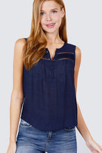 Load image into Gallery viewer, Sleeveless Front Pleats Detail W/button Woven Top