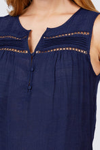 Load image into Gallery viewer, Sleeveless Front Pleats Detail W/button Woven Top