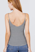 Load image into Gallery viewer, Double V-neck 2 Ply Stripe Rib Knit Cami Top