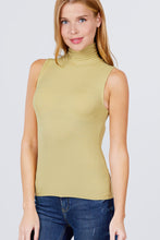 Load image into Gallery viewer, Sleeveless Shirring Turtle Neck Rib Knit Top