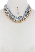 Load image into Gallery viewer, Triple Layer Multi Color Thick Chain Necklace And Earring Set