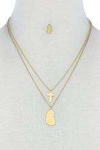 Load image into Gallery viewer, Stylish Double Layer Cross And Mary Necklace And Earring Set