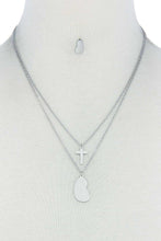 Load image into Gallery viewer, Stylish Double Layer Cross And Mary Necklace And Earring Set