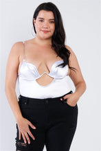Load image into Gallery viewer, Plus Size Silk Chain Spaghetti Strap High Thong Center Cut Out Bodysuit