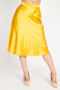 A-line Satin Midi Skirt