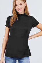 Load image into Gallery viewer, Short Sleeve Mock Neck Rayon Spandex Rib Top