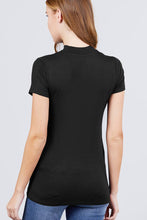 Load image into Gallery viewer, Short Sleeve Mock Neck Rayon Spandex Rib Top