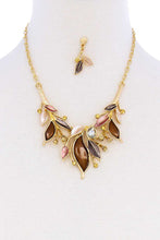 Load image into Gallery viewer, Stylish Multi Rhinestone Leaf Necklace And Earring Set