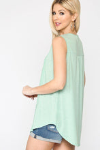 Load image into Gallery viewer, Sleeveless Lace Trim Tunic Top With Scoop Hem
