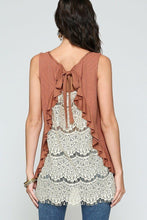 Load image into Gallery viewer, Sleeveless Back Lace Ruffle Detail Tank Top