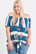 Load image into Gallery viewer, Off Shoulder Ruffled Front Tie Top