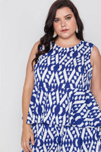 Load image into Gallery viewer, Plus Size Off White Blue Sleeveless Tribal Print Top