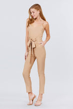 Load image into Gallery viewer, Cami Strap V-neck Belted Tie W/back Zipper Jumpsuit