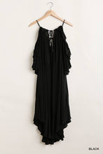 Load image into Gallery viewer, Ruffled Cold Shoulder Maxi Dress With Front Tassel Tie