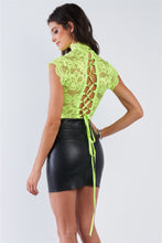 Load image into Gallery viewer, Lace Collared Short Sleeve Corset Back Sexy Bodysuit