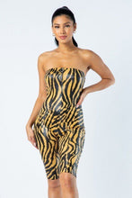 Load image into Gallery viewer, Zebra Print Tube Romper With Front O Ring Zipper Detail