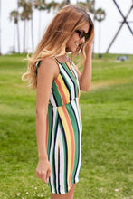 Load image into Gallery viewer, Green Vintage Multi Stripe Shift Chic Casual Colorblock Mini Dress