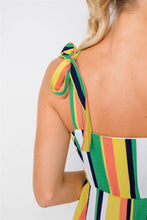 Load image into Gallery viewer, Green Vintage Multi Stripe Shift Chic Casual Colorblock Mini Dress