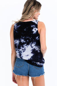 Tie-dye Knit Top Featured In A Scoop Neckline And Sleeveless