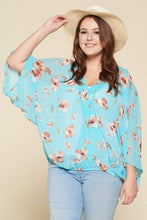 Load image into Gallery viewer, Plus Size Floral Chiffon Sheer Surplice Top