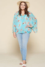Load image into Gallery viewer, Plus Size Floral Chiffon Sheer Surplice Top