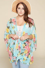 Load image into Gallery viewer, Plus Size Floral Printed Oversize Flowy And Airy Kimono With Dramatic Bell Sleeves