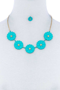 Fashion Cute Multi Tender Flower Necklace And Earring Set