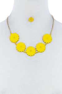 Fashion Cute Multi Tender Flower Necklace And Earring Set