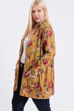 Load image into Gallery viewer, Plus Size Flower Print Pocket Flower Print Hacci Cardigan