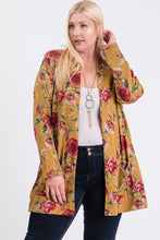 Load image into Gallery viewer, Plus Size Flower Print Pocket Flower Print Hacci Cardigan