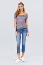 Load image into Gallery viewer, Short Sleeve Off The Shoulder Smocked Rayon Spandex Top