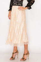 Load image into Gallery viewer, Lace Trim Accordion Pleated Midi Skirt