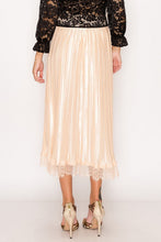Load image into Gallery viewer, Lace Trim Accordion Pleated Midi Skirt