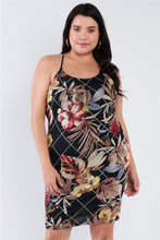 Load image into Gallery viewer, Plus Size Criss-cross Open Back Mini Floral Print Dress