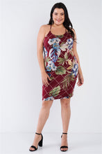 Load image into Gallery viewer, Plus Size Criss-cross Open Back Mini Floral Print Dress