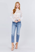Load image into Gallery viewer, Long Sleeve Scallop Mock Neck Lace Bodysuit