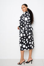 Load image into Gallery viewer, Polka Dot Drop Waist Ruched Midi Dress